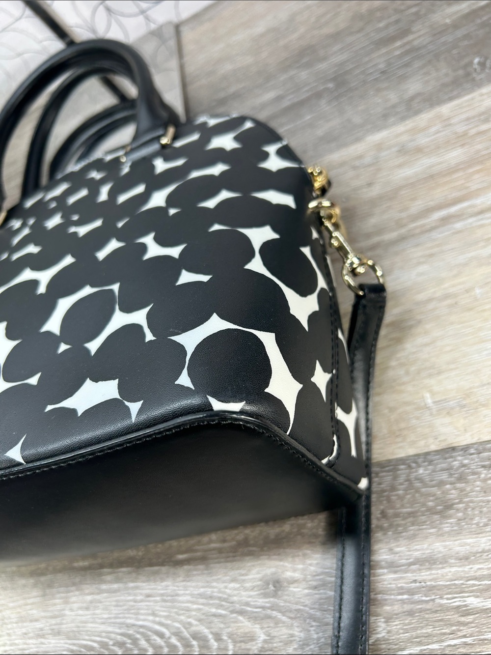 kate spade Black & White Patterned Dome Satchel - Picture 9 of 12